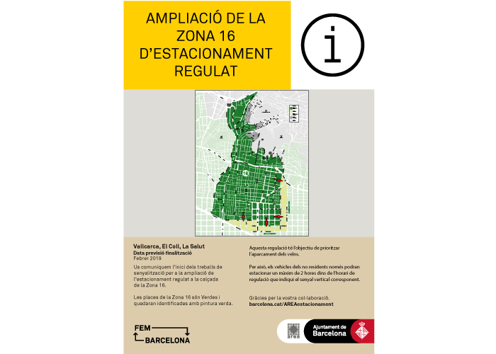 Extension of regulated parking for residents of Zone 16 (District of Gràcia)