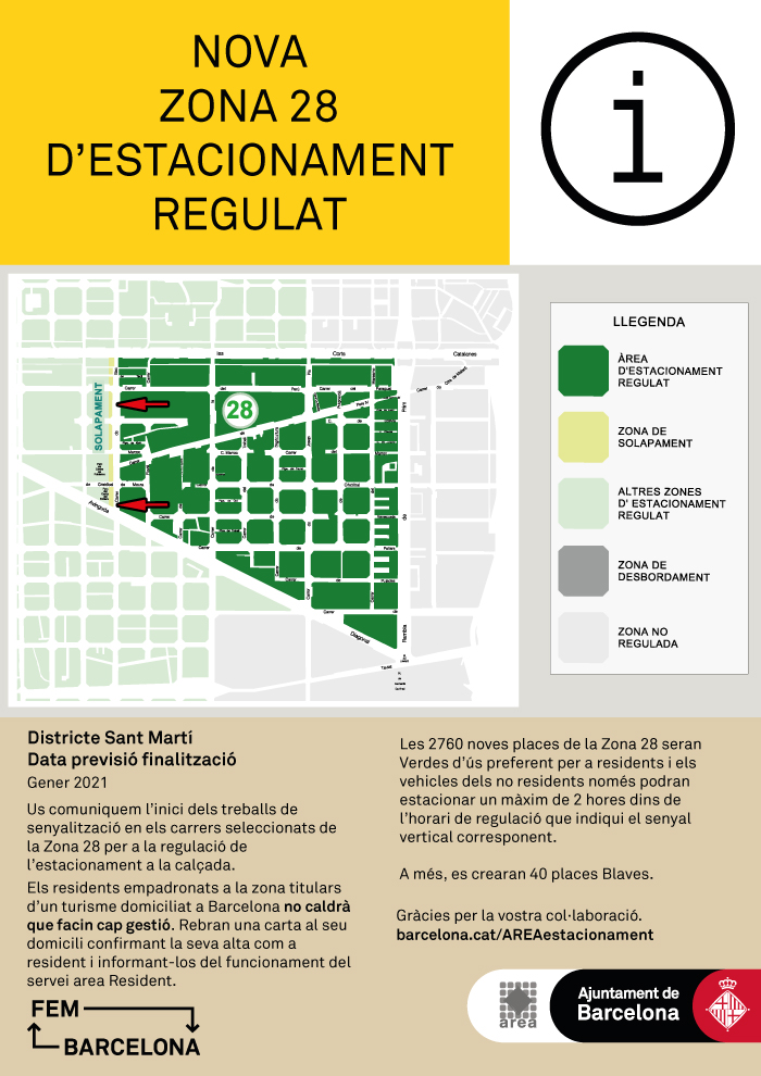 Nova zona d’estacionament regulat al Districte de Sant Martí