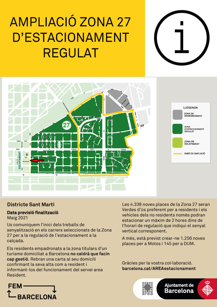 Ampliació de l’estacionament regulat al Districte de Sant Martí