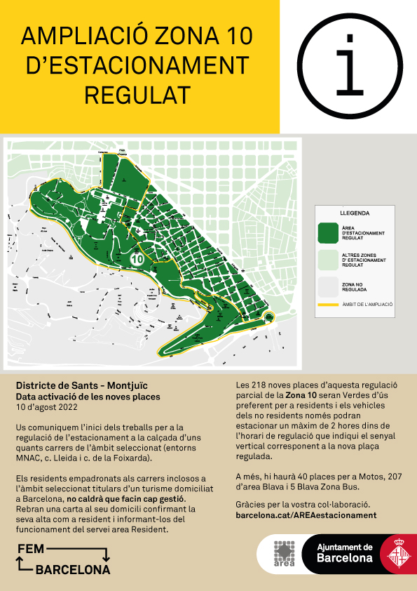 Ampliació de la zona d’estacionament regulat al Districte de Sants - Montjuïc