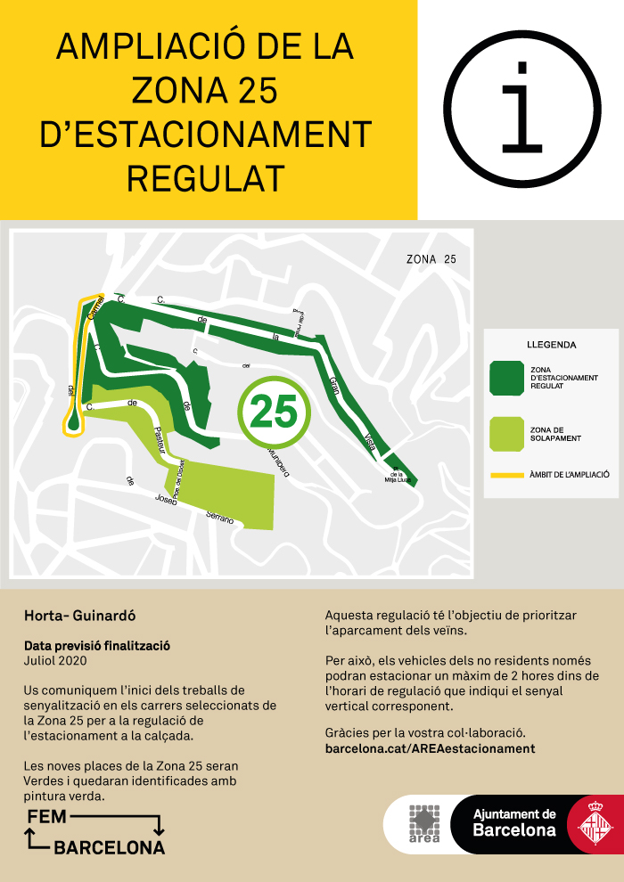 Ampliació de l’estacionament regulat al Districte d’Horta-Guinardó