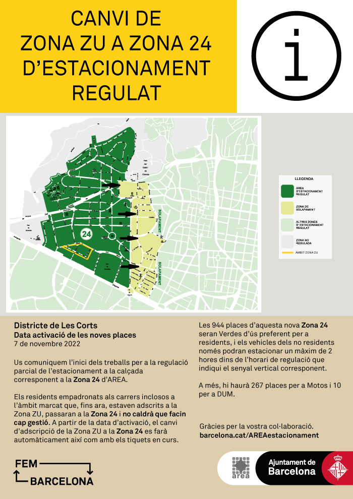 Nova zona d’estacionament regulat al Districte de Les Corts